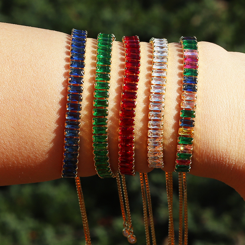 Fashion Geometric Copper Bracelets Ear Studs Necklace Plating Zircon Copper Necklaces