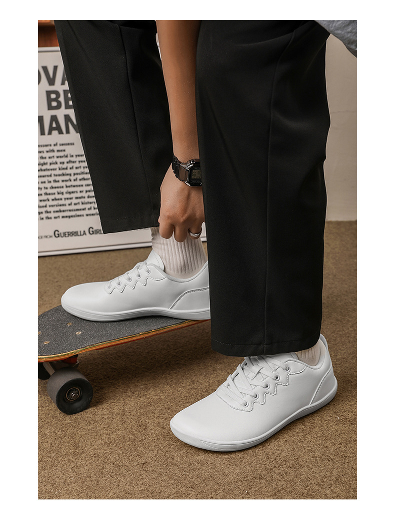 Unisex Barefoot Shoes Wide Toe Lightweight Soft Leather Trainers_voghion.com