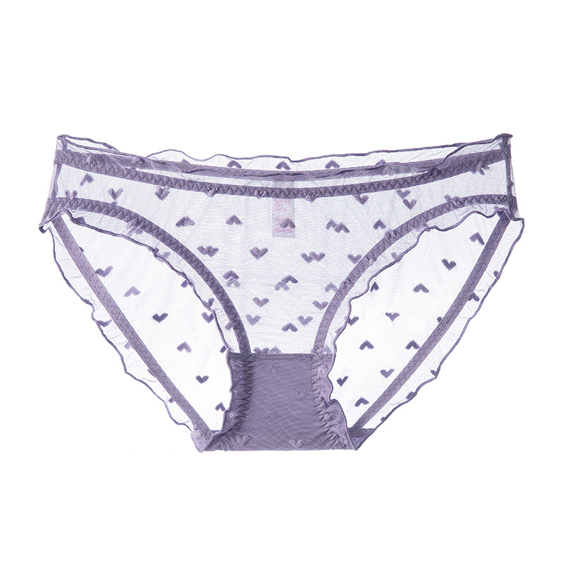 Ropa interior de encaje sexy de onda inferior de algodón puro para mujer verano ultrafino, transpirable y cómoda para mujer