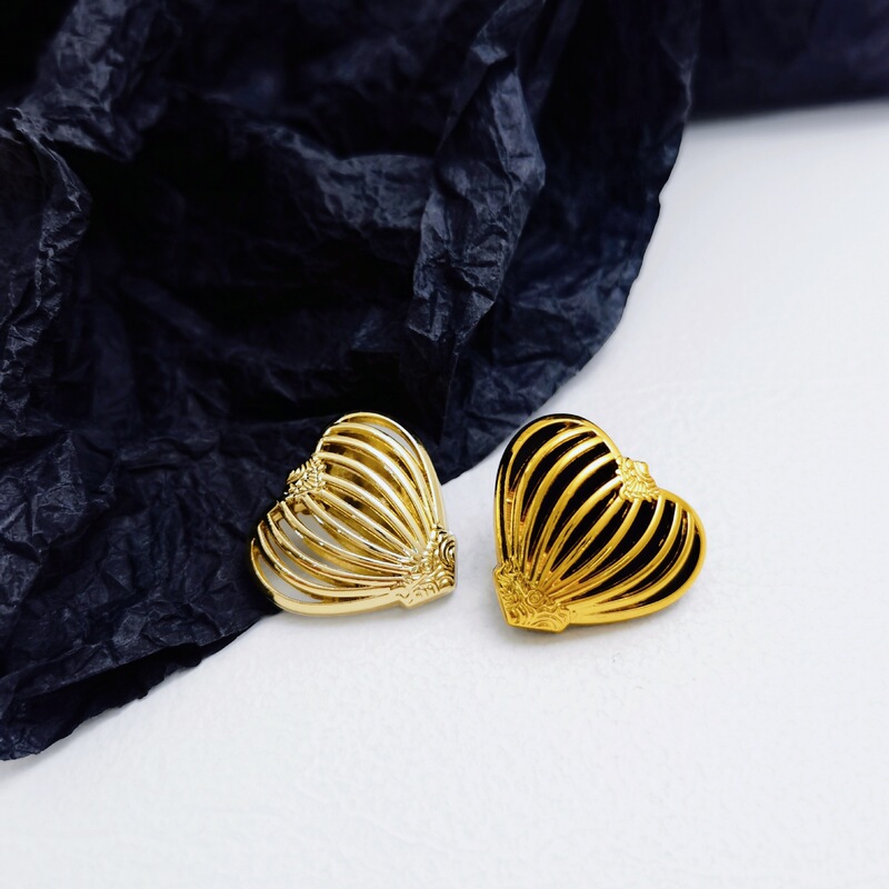 Peach Heart Combination Metal Hand-Sewn Button Wool Coat Windbreaker Suit Coat Leather Coat Fragrant Style Alloy Decorative Button