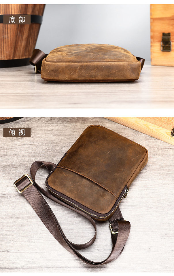 Túi đeo chéo nam da bò cao cấp 17×3×21,5 cm — 6124 Đen (hoa văn vải), Cà phê, Màu nâu sẫm, màu nâu chi tiết 15