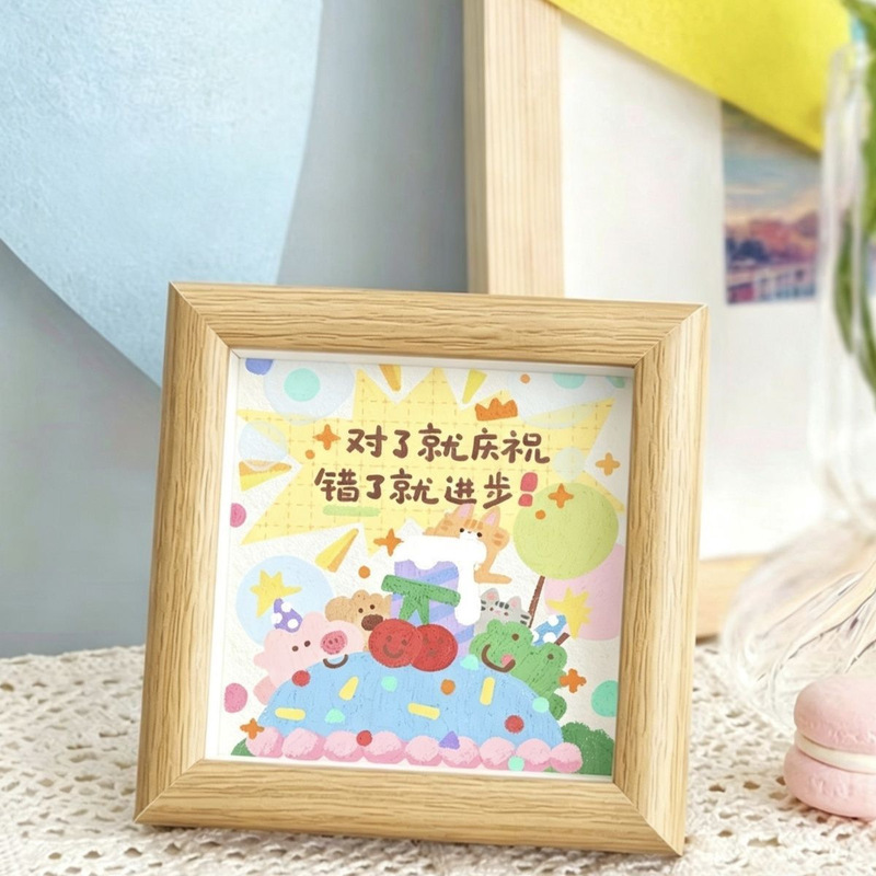 Wooden photo frame with creative text, desktop ornament, gift decoration, cartoon cute display frame Wooden photo frame with creative text, desktop ornament, gift decoration, cartoon cute display frame