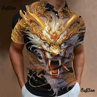 3D цифровая печать летнее поло с круглым вырезом, мужской, животное драконовый рисунок, повседневная мужская футболка короткий рукав, трансграничная внешняя торговля, горячая модель