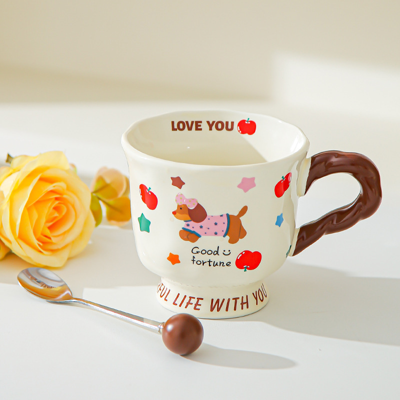 Creativo lindo salchicha cerámica taza taza de pareja taza de agua taza de café casera regalo de cumpleaños para amigos