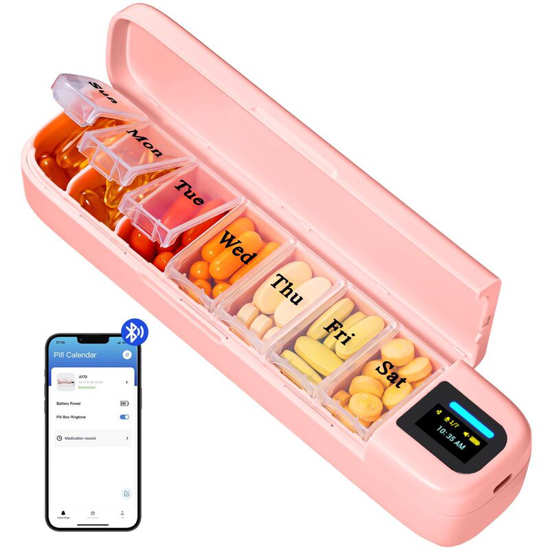 A170 スマート電子ピルボックスポータブルミニ薬調剤ボックス旅行密封防湿ロングピルボックス|undefined