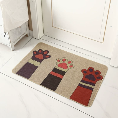 Avtomobil döşəmə paspasları — linen floor mat for home - ginger-yellow-cat-paw-4060cm-linen