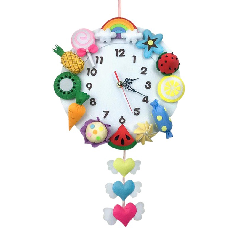 Reloj de pared animal de dibujos animados de bricolaje Reloj de pared de bosque divertido matar el tiempo regalo adornos hechos a mano paquete de material no tejido