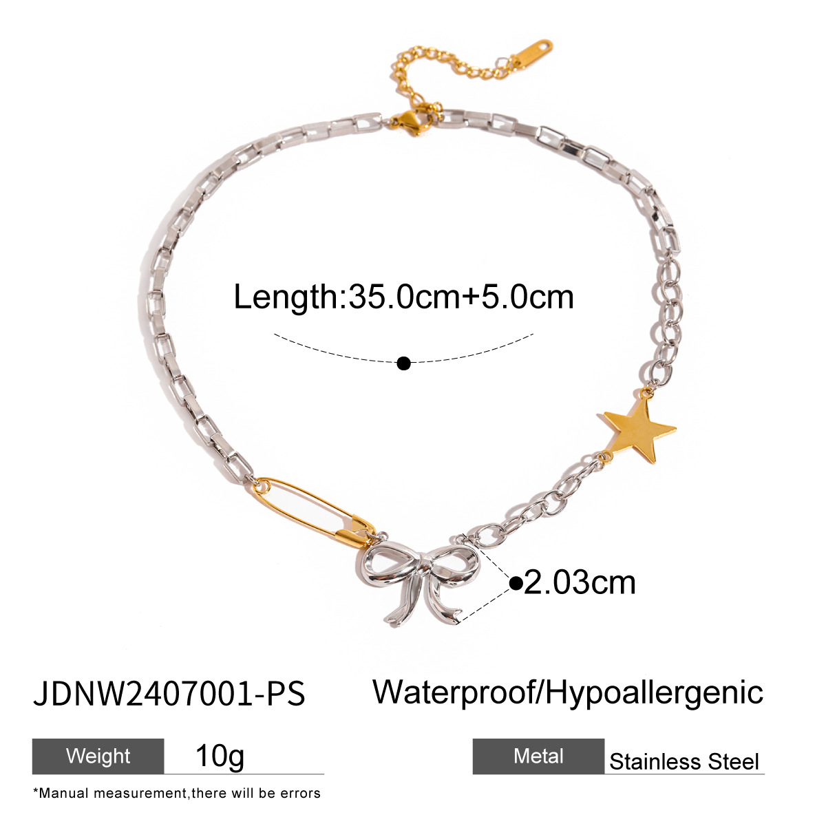 Women's Gender PVD Coated Real Gold Plated Star Bow Knot 304 Stainless Steel Casual Elegant Simple Style Waterproof Non Tarnish Pendant Necklace