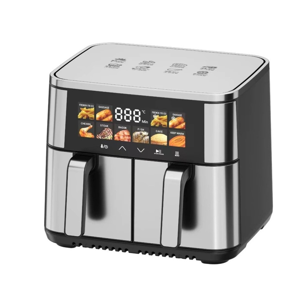 Source Factory 10L New Double Pot Visual Touch Screen Large Capacity Air Fryer Global Cross-Border Amazon