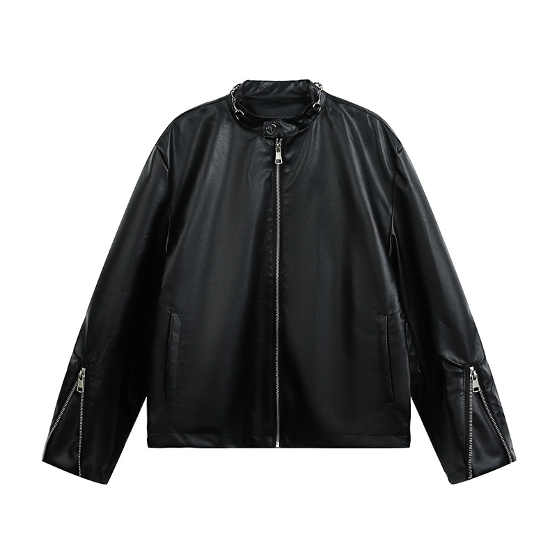 Nanxia American-style high street Venom multi-pocket stand-up collar PU leather jacket for men, short style, cool and trendy biker jacket Nanxia American-style high street Venom multi-pocket stand-up collar PU leather jacket for men, short style, cool and trendy biker jacket