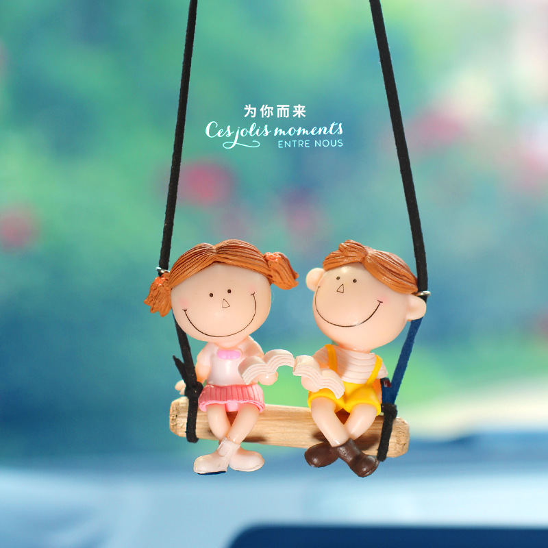 Swing Duck Series Pareja de dibujos animados Espejo retrovisor de coche colgante