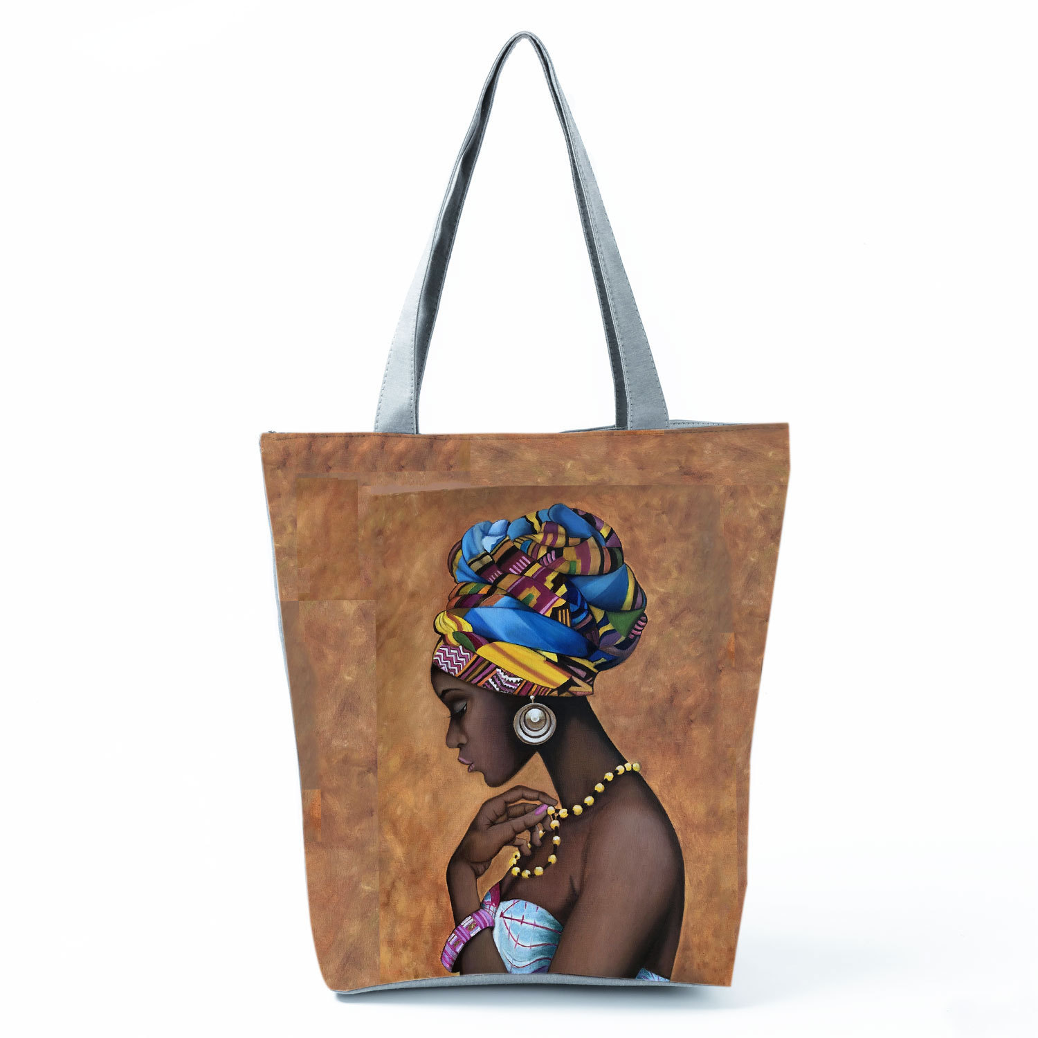 101g Weight Polyester Lining Material Zipper Closure Type Double Shoulder Straps Strap Type Tote Bag Bags Type Shopping Occasion Polyester Material Women's Backpack Backpack Portrait Pattern All Seasons Season Women'S Gender Vacation Style Square Shape Medium Size Women's Vacation Portrait Polyester Shopping Bags