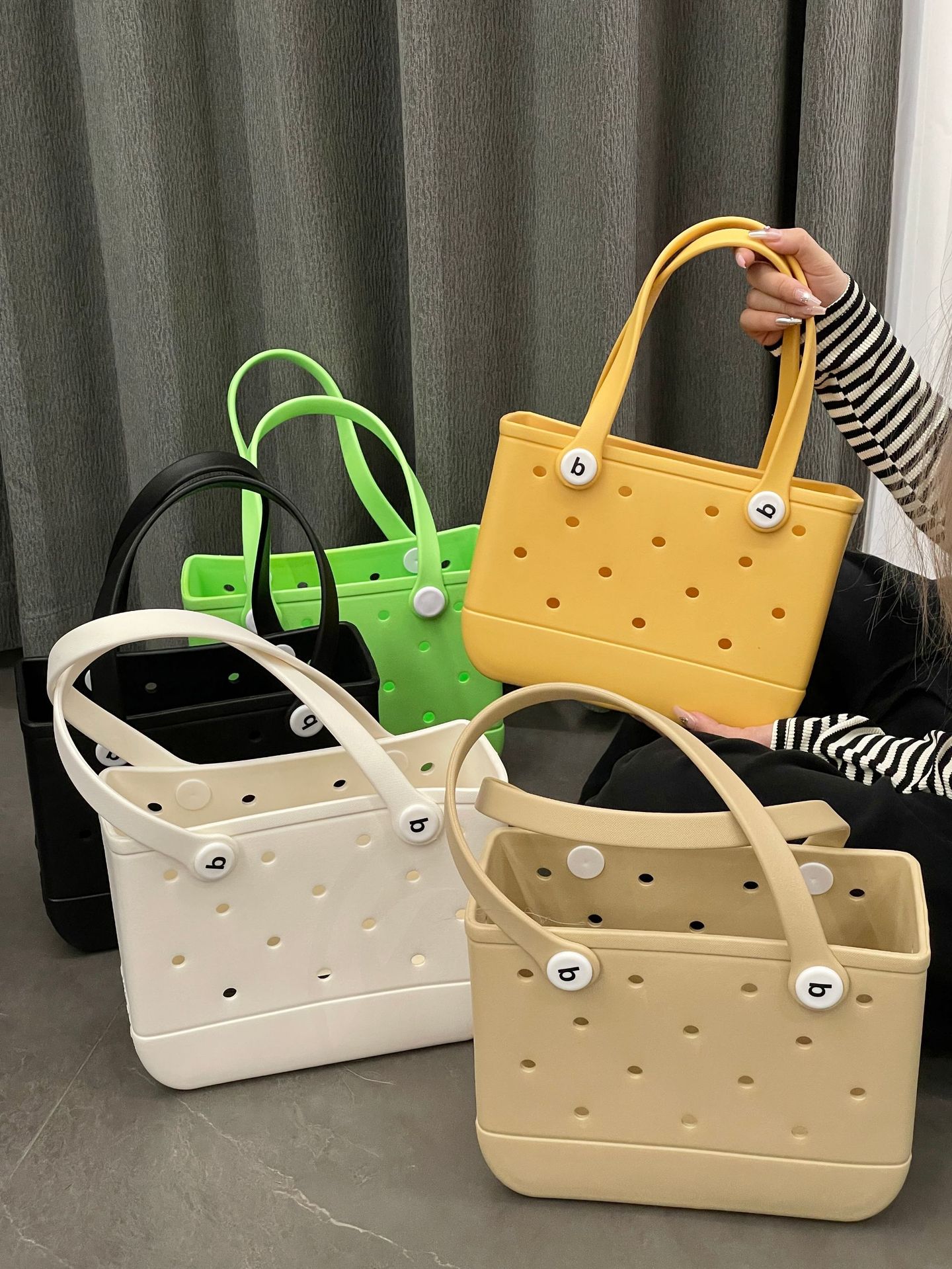 840g Weight Open Closure Type Double Handle Strap Type Tote Bag Bags Type Casual Occasion EVA Material Solid Color Pattern Spring&Summer Season Women's Gender Streetwear Style Square Shape Medium Size Women's Medium EVA Solid Color Streetwear Square Open Tote Bag 14