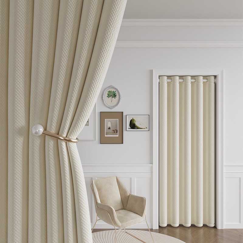 Factory Wholesale Macchiato Thickened Blackout Door Curtain for Home Bedroom, No-Drill Windproof Curtain, Thermal Insulation Dustproof Partition Curtain