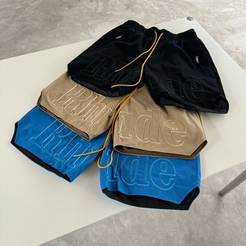 RHUDE Limited Embroidered Big Logo Summer New Loose Casual American Shorts Basketball Sports Pants