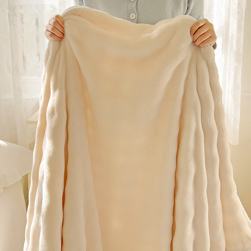 Coperta in pile Bubble Milk di alta qualità, sicura per i bambini, ultra morbida e antistatica, ipoallergenica e accogliente per ufficio, divano e letto._voghion.com