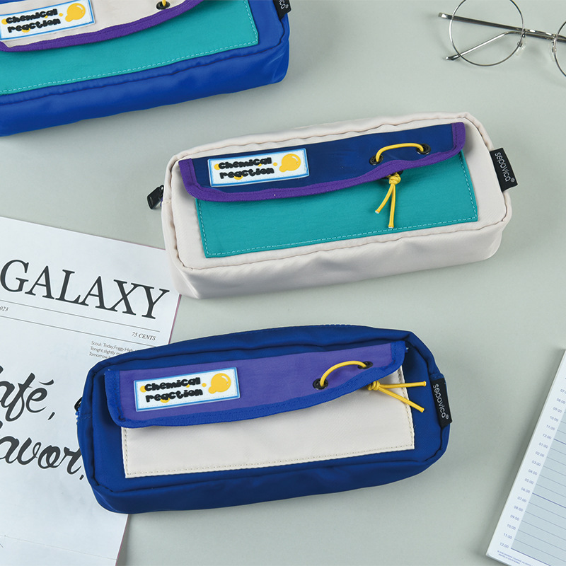 Gran capacidad de color sólido simple estilo creativo bolsas de lápiz de empalme para niños y niñas papelería SPVEGA general al por mayor
