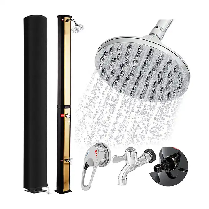 Kangrun lujo 35l oro PVC tanque de agua piscina accesorios dos partes ducha jardín energía solar