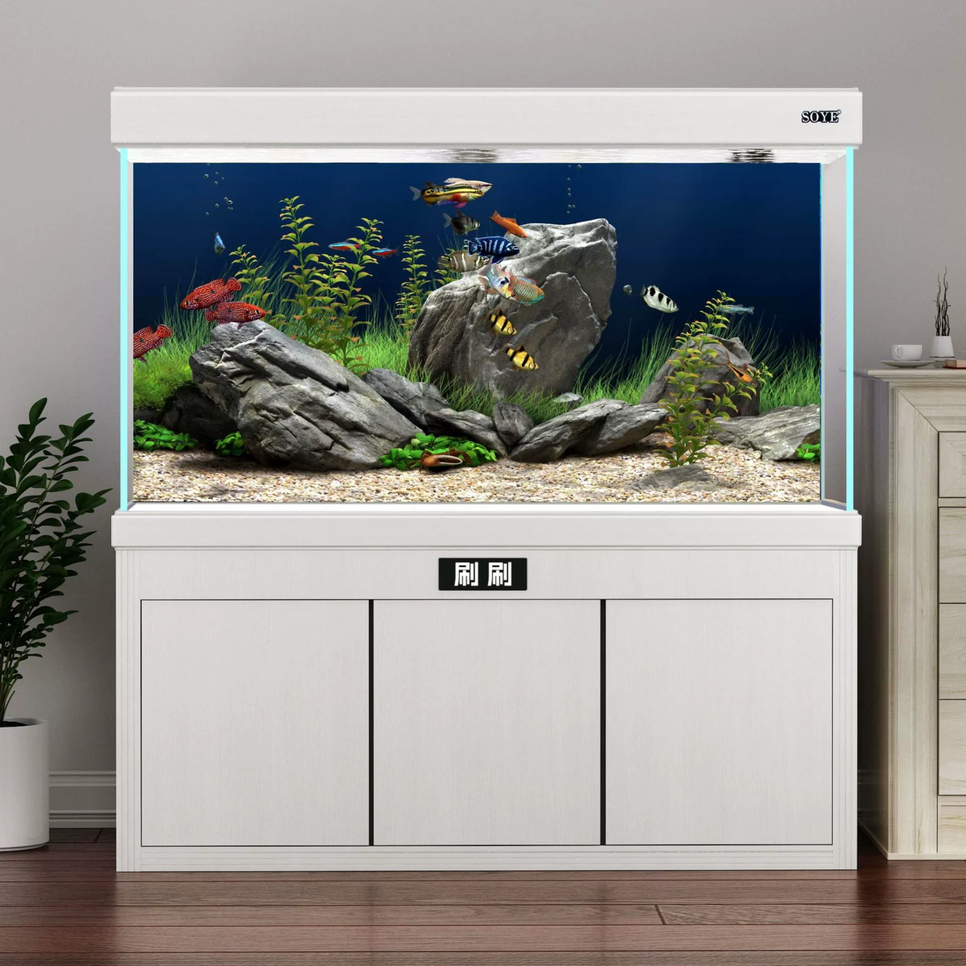 Аквариум, наклейка, трёхмерные декорации, 3D