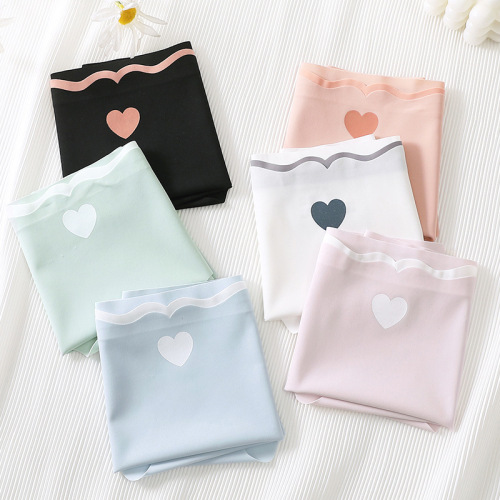 New product seamless ice silk underwear for women high elastic nylon shorts graphene antibacterial peach heart cute girl briefs
