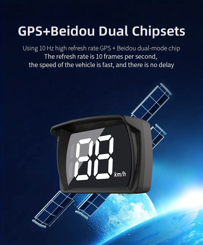Cross-Border Universal Car Hud Head-Up Display Beidou Satellite Speedometer Kmh/Mph Speed Display Speed Measuring Device