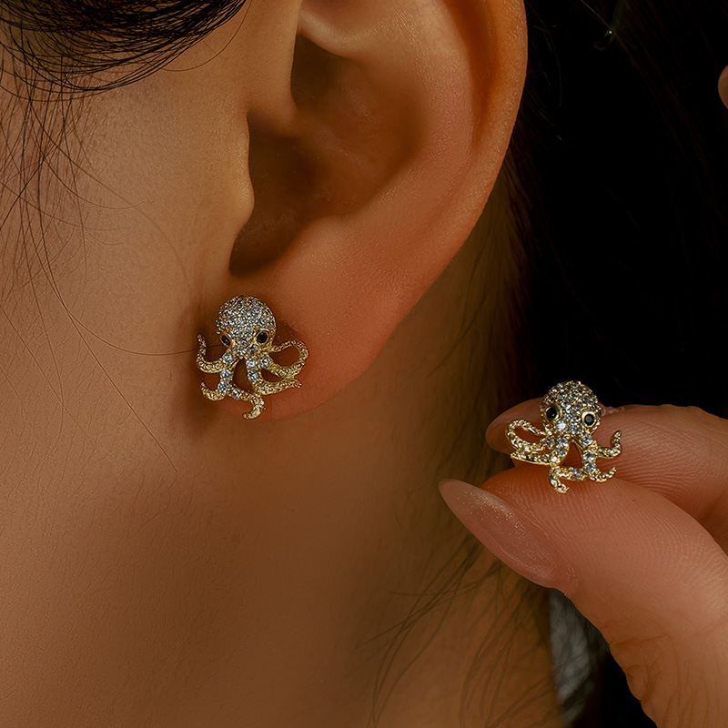 Nuevos y elegantes pendientes de pulpo con circonitas de Xuping, estilo festivo, versátiles y exquisitos, accesorios para las orejas al por mayor.