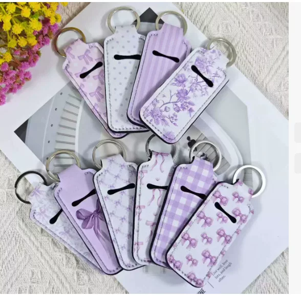Lipstick Pouch with Metal Clip, Lipstick Storage Bag, Keychain Protective Cover, Lip Balm Protective Cover, Suitable for Keychains