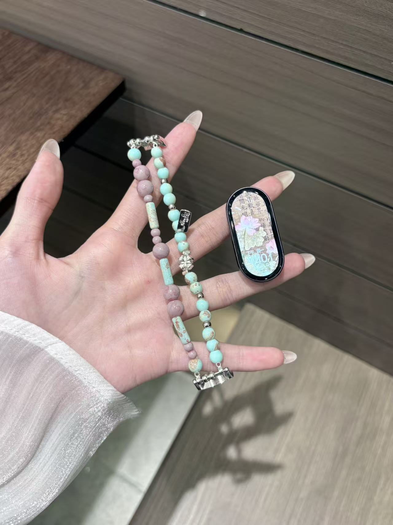 Watch strap, two-color beaded bracelet