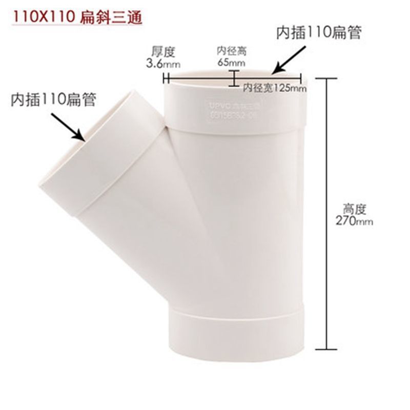 Pvc 110 baño accesorios de tubería plana downcomer cambio plano codo redondo directo cambio plano tee accesorios de tubería de PVC