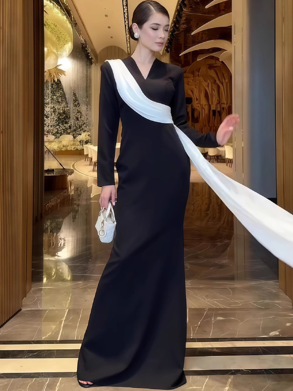 2025年欧美亚马逊外贸秋季新款仙女设计款法式气质显瘦温柔长裙|undefined