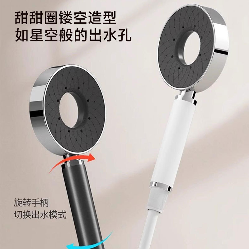 Ducha de ducha conjunto de doble capa de arma de visualización digital de temperatura constante gris todo el cobre donut ducha de lluvia boquilla de presión de ducha