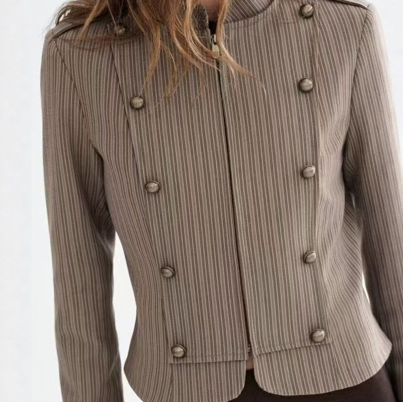 Za Foreign Trade Export Women's New Style Button-Decorated Navy Striped Slim-Fit Blazer 2010875 708