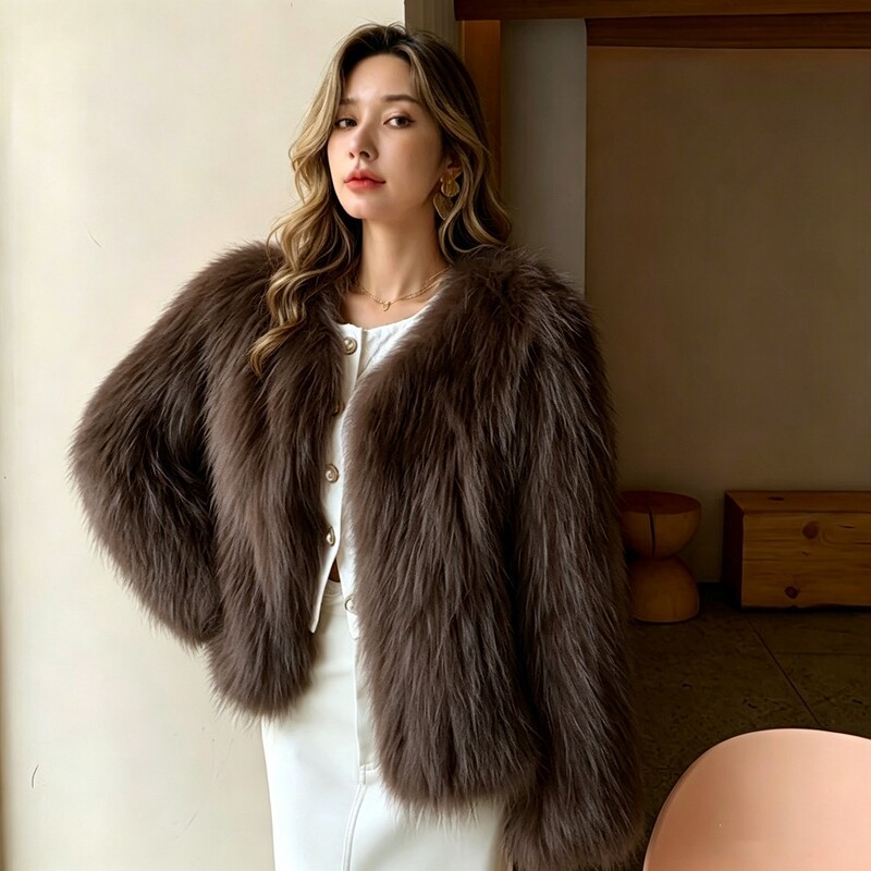 European and American Style Cross-Border Women's Clothing Imitation Fox Fur Artificial Fur Coat V-Neck Loose Slimming Warm Plush Cardigan European and American Style Cross-Border Women's Clothing Imitation Fox Fur Artificial Fur Coat V-Neck Loose Slimming Warm Plush Cardigan