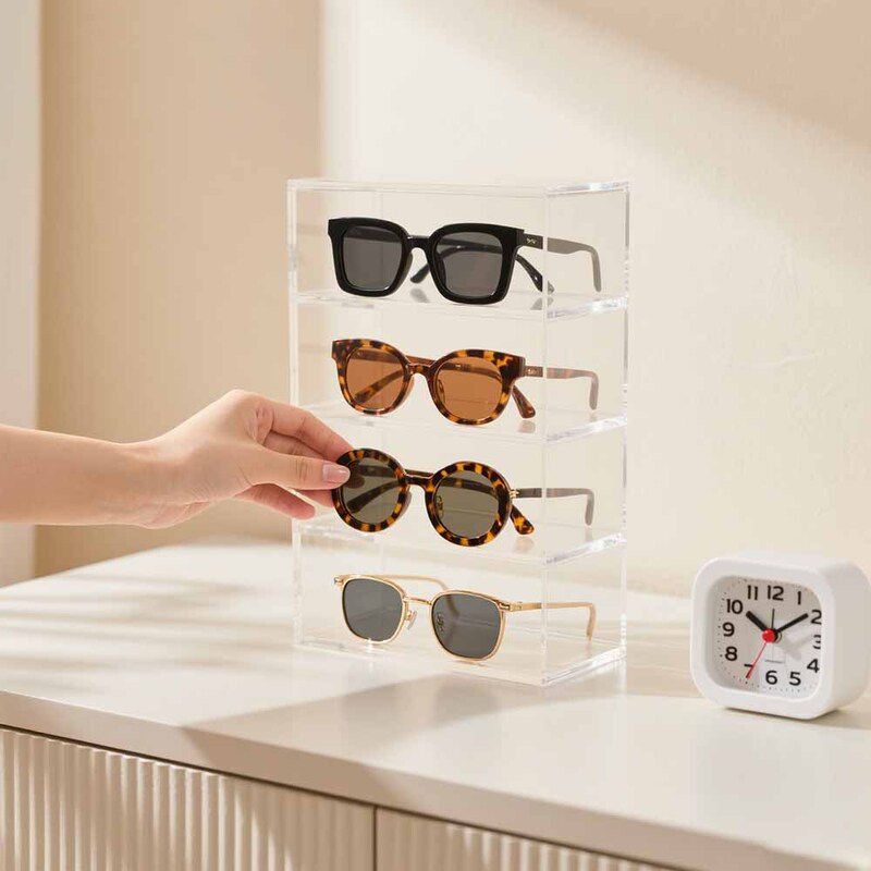 Transparent Glasses Acrylic Display Rack Storage Box Reading Glasses Sunglasses Desktop Shelf Plexiglass Display Cabinet Anti