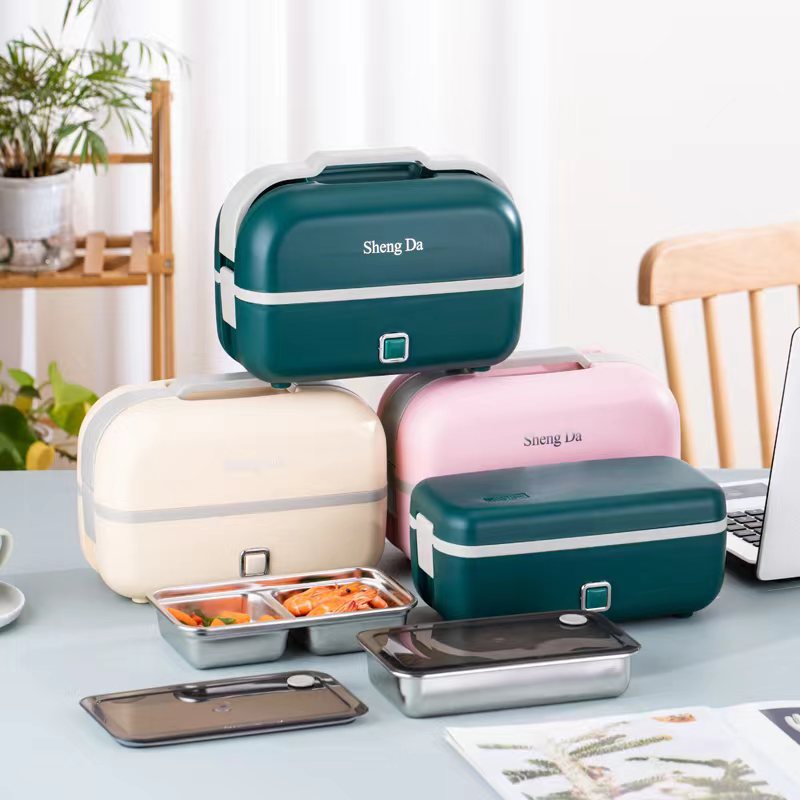 Multifunctional double-layer electric lunch box, plug-in electric heating lunch box, portable steaming and thermal insulation lunch box for office workers