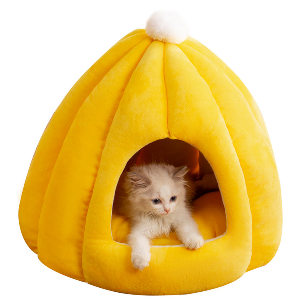 Nido de gato transfronterizo al por mayor de invierno cálido cerrado nido de gato extraíble y lavable Nido de gato de calabaza de alta elástico PP algodón gato suministros