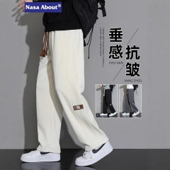 NASA男士春秋季运动卫裤2025新款修身显瘦潮牌直筒宽松阔腿休闲裤