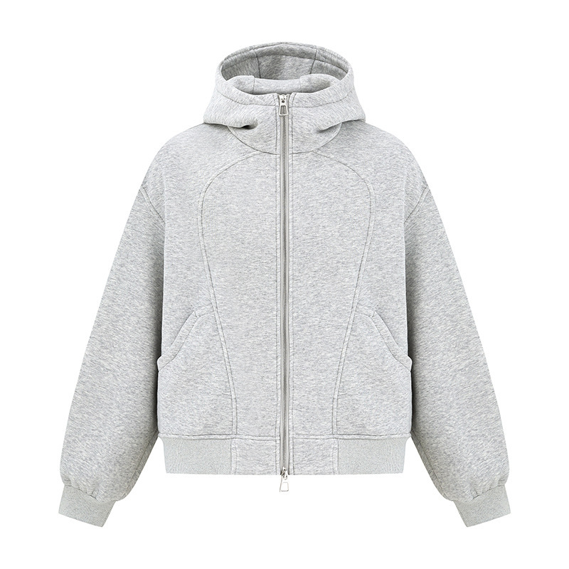Autumn Japanese solid color design retro sweatshirt with zipper