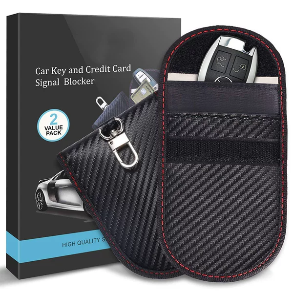 Cross-border new RFID car shielded key bag carbon fiber large and medium small size Faraday bag anti-theft brush positioning sleeve