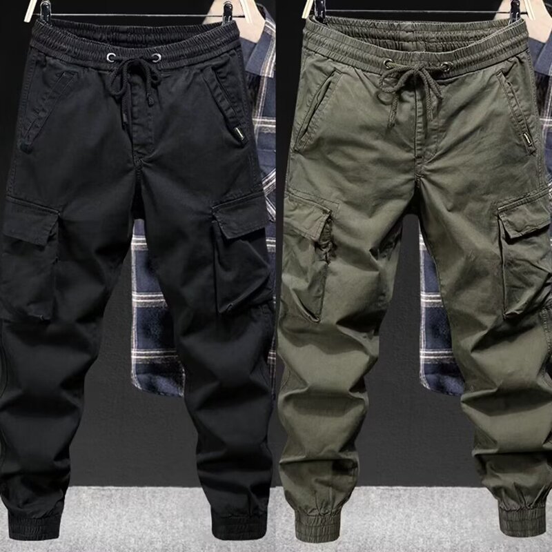 Low-Priced Men's Cargo Pants with Jogger Cuffs, Loose Fit, Youth Style, American Casual Pants, Extra Large Size, Outdoor Wear-Resistant Work Pants
