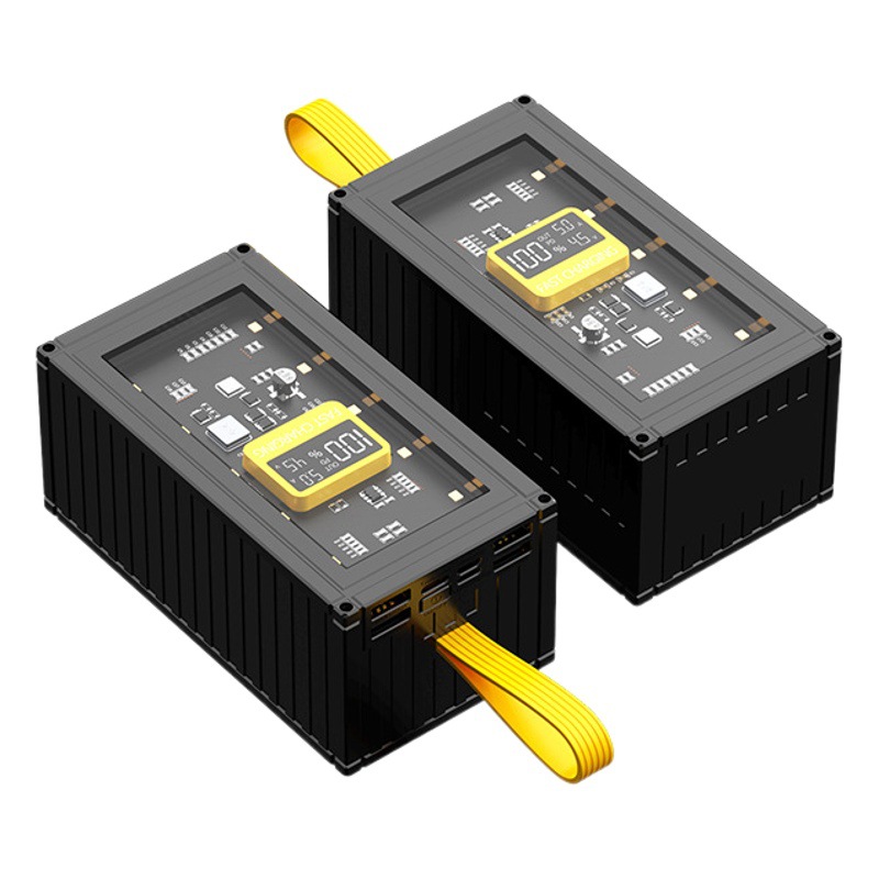 Popular armadura transparente pantalla digital carga rápida contenedor banco de energía multi-puerto 50000mAh gran capacidad fuente de alimentación móvil