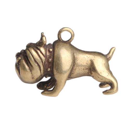 Old Brass Bulldog Keychain Pendant Zodiac Dog Transporter Nafu Personalized Pendant Street Stall Small Copper Wholesale