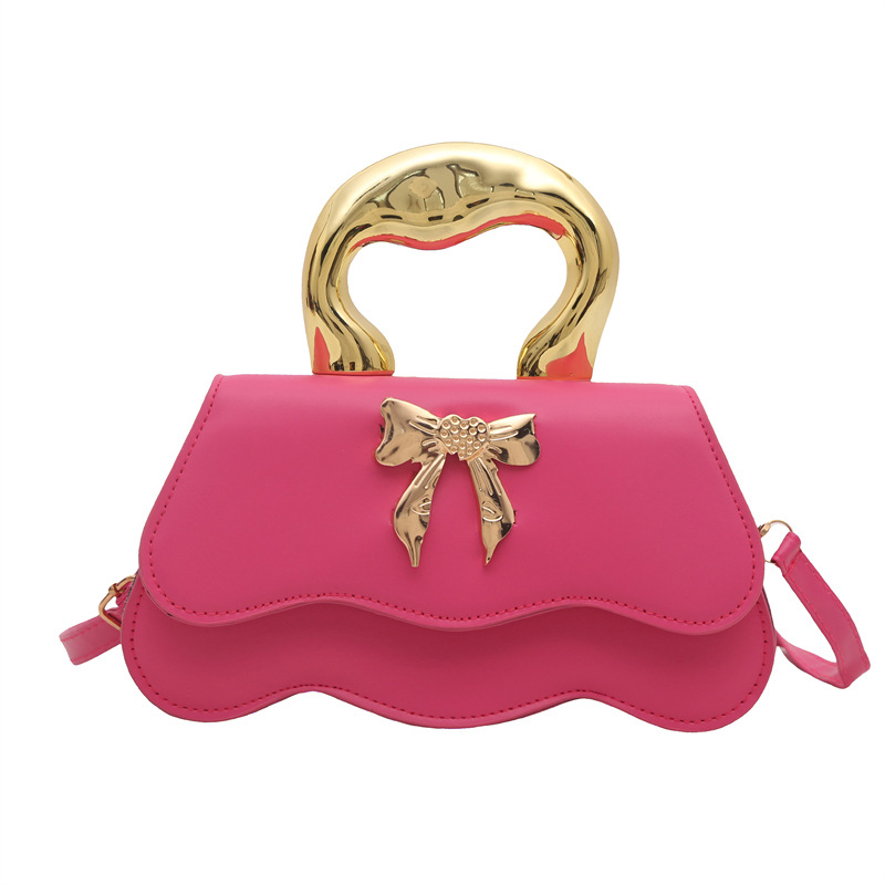 Bolso de arco ondulado damas 2024 nuevo otoño invierno bolso de hombro color caramelo estilo extranjero bolso de mochila elegante