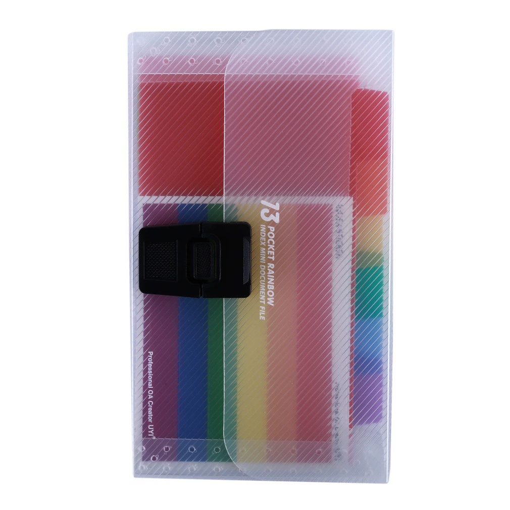 Rainbow handheld organ with clasp, plastic bag for students for documents, 13 cells