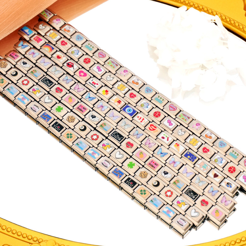 Cross-Border Stainless Steel DIY Elastic Bracelets, Light Luxury Hot-Selling Italian Bracelets, Fashionable Men's and Women's Hand Jewelry Wholesale