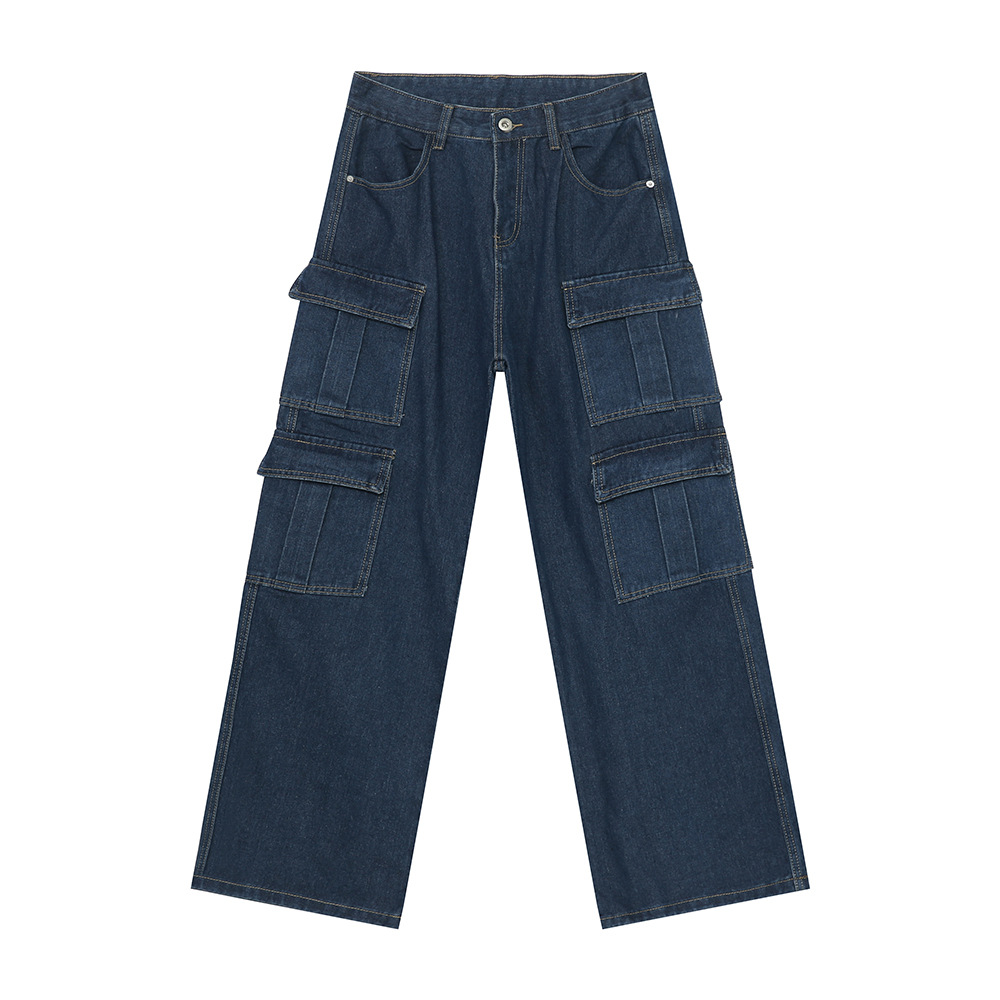 MTLCLOTHES Hombres| 2024 otoño nuevos productos de moda retro de bolsillo de piernas anchas jeans casuales
