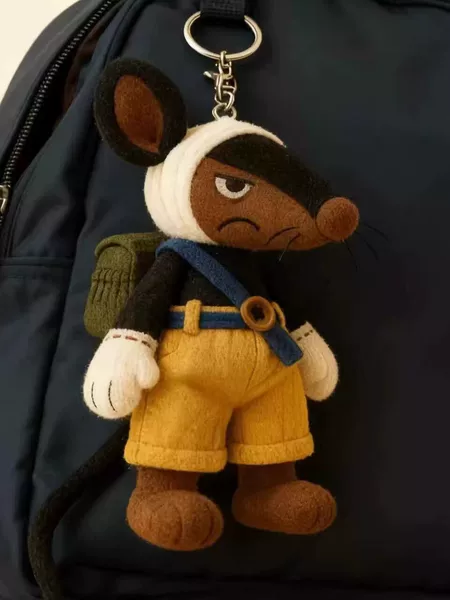 New product from Little Red Book: One-Eared Black Cat Sheriff Plush Toy Keychain Backpack Ornament Gift