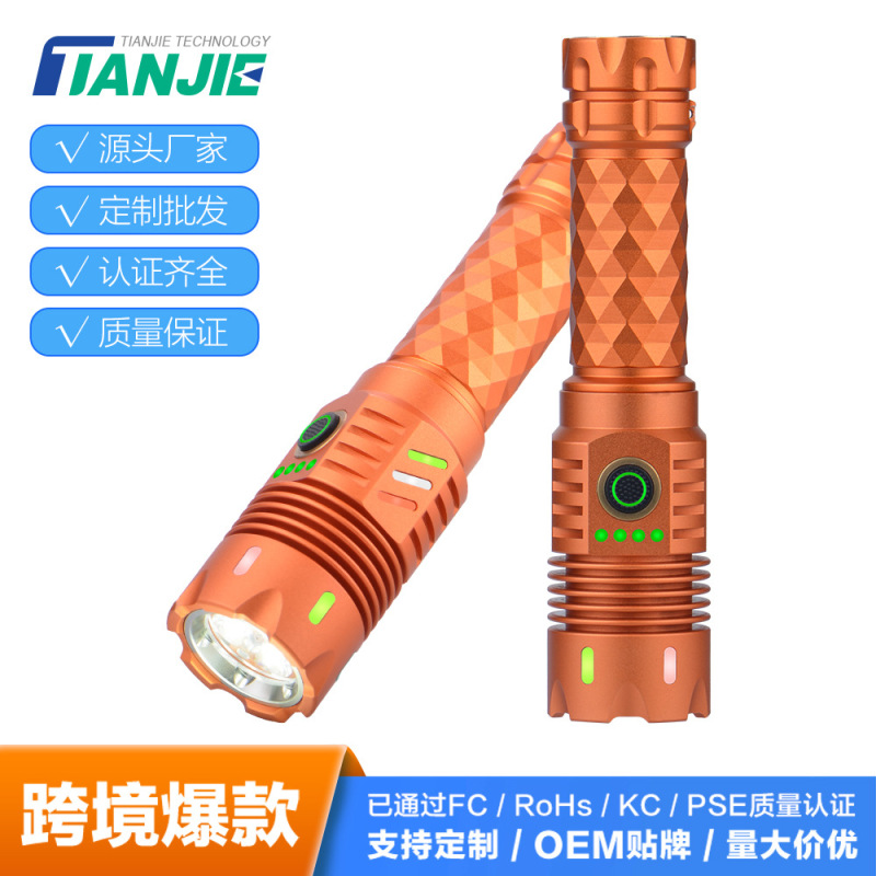 クロスボーダー強力な光懐中電灯超高輝度 55 ワット屋外照明 LED 充電式ポータブル長距離防水 6000LM 懐中電灯|undefined
