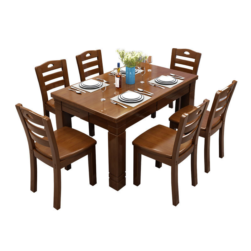 Mesa de comedor de madera sólida, mesa de comedor de hotel, mesa de comedor rectangular para 6 personas, mesa de comedor occidental, mesa de comedor doméstica, pequeña mesa de comedor