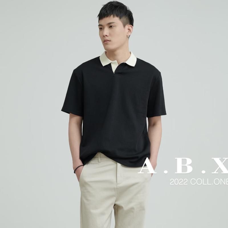 2023 verano manga corta Polo marca de moda de los Hombres estilo coreano suelta media manga de punto superior Ruan guapo solapa camiseta moda de los hombres